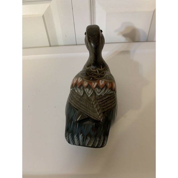Vtg Hand Painted Wooden Duck Fowl Tabletop Sculpture ~ Peoples Republic of China - Picture 6 of 7